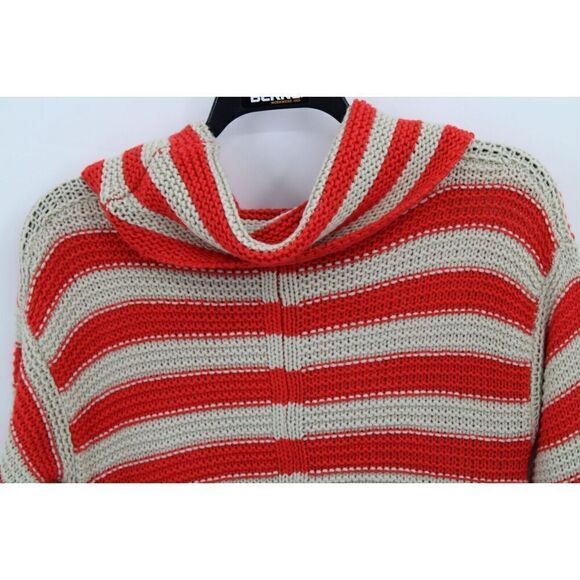 Bcbg Maxazria Cowl Neck Striped Orange Beige Assymetrical Hem  M - Picture 6 of 9